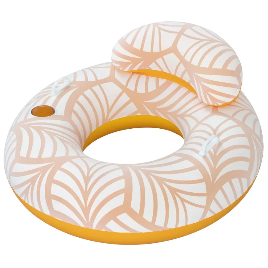

Comfort Plush Deluxe Swim Tube 46.5" x 46" - Bestway, Yellow and White, Inflatable Water Float, Built-In Cupholder,,Comfortable