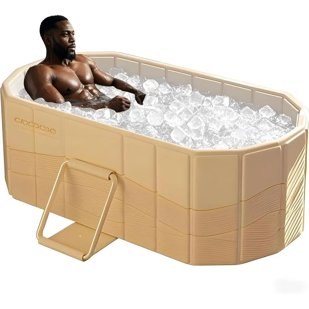 

XXL Oval Portable Ice Bath Tub for Athletes - Full-Body Recovery, Home & Outdoor Use - Beige
