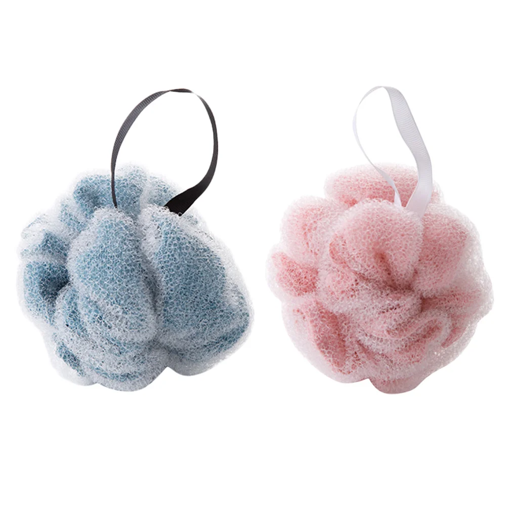 

2Pcs Shower Bath Ball Mesh Hanging Rope Soft Comfortable Exfoliating Body Sponge for Women Men Pink