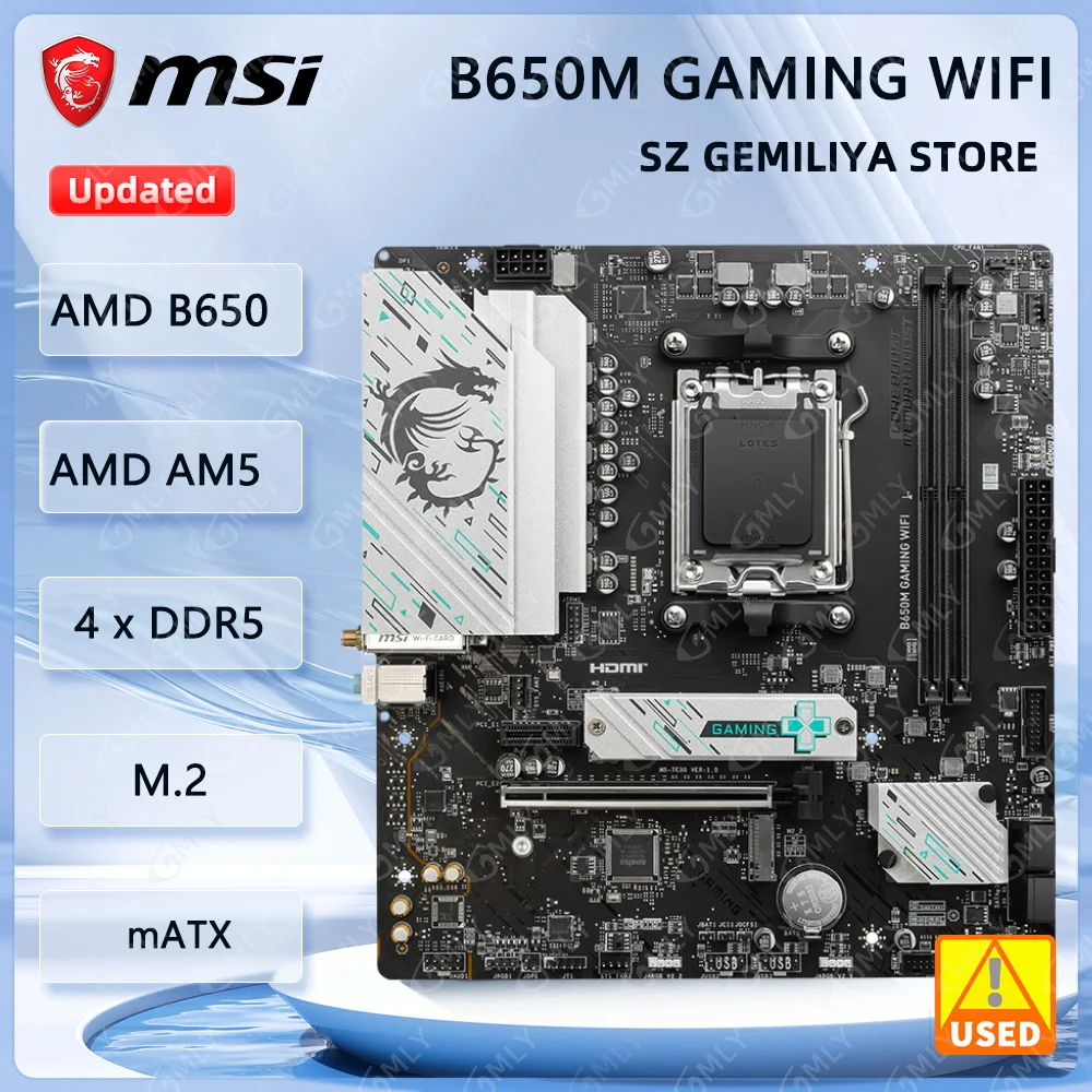 

MSI B650M GAMING WIFI Motherboard Socket AM5 AMD B650 Motherboards Support Ryzen 9 7900X 8700G 7500 8500 7950 cpu DDR5 128GB