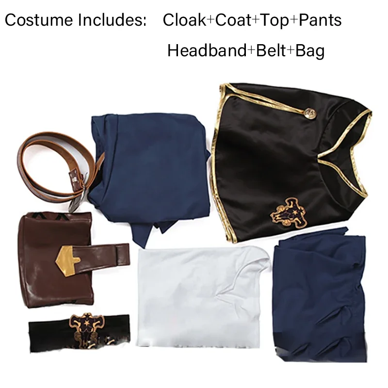 애니메이션 블랙 클로버 코스프레 아스타 코스튬 풀 세트, 매직 나이트 망토 유니폼, 할로윈 카니발 파티 의상, 남성 OA50