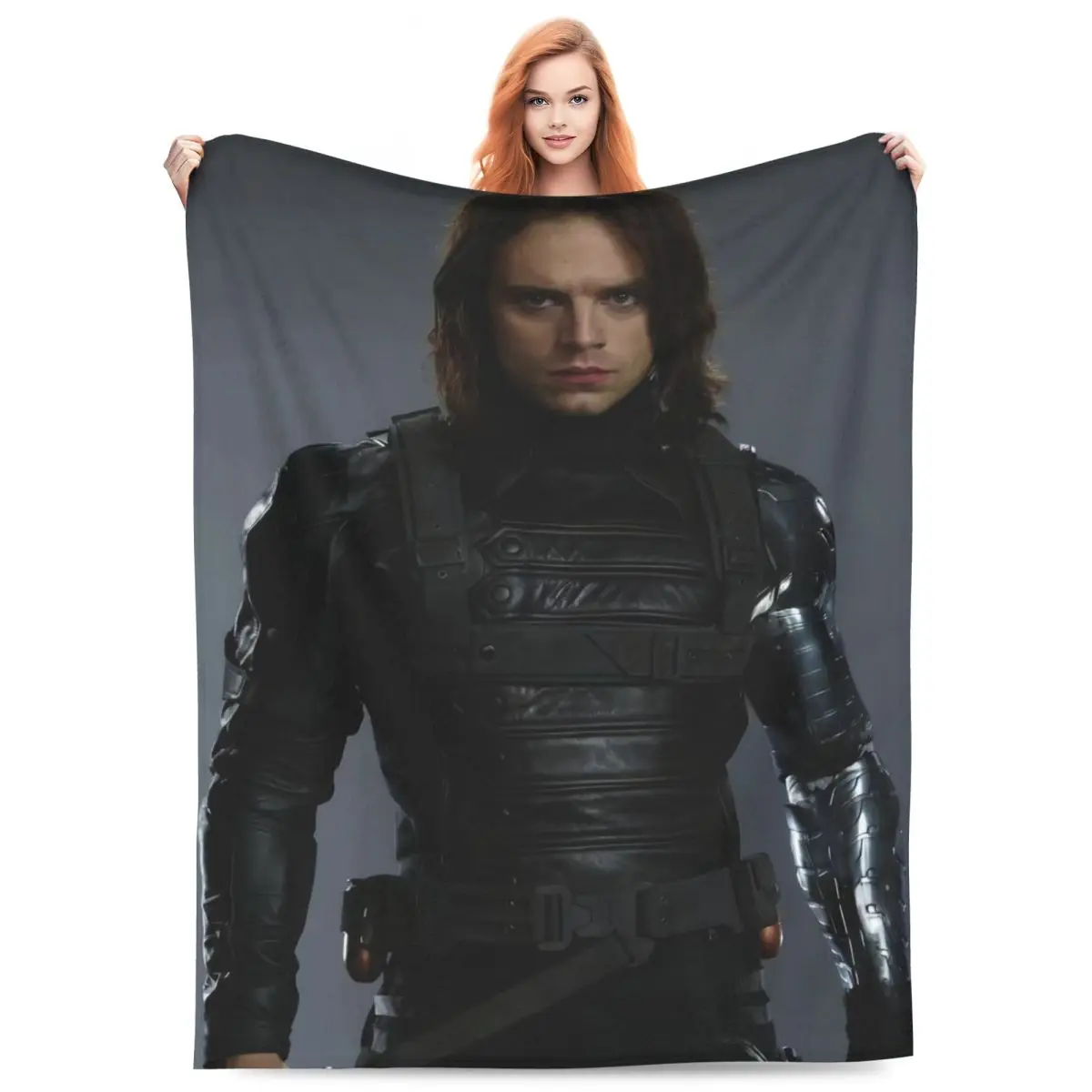 

Anime Plaid Sebastian Stan Blankets Fleece Sofa Throw Blanket Lightweight Throw Blankets for Home Bedroom Throws Bedspread Quilt
