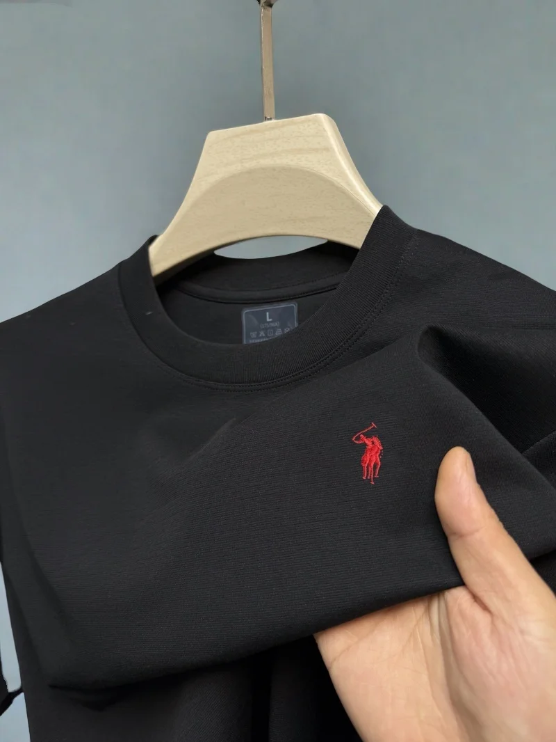 

New high-end brand men's cotton short sleeved round neck seamless summer fashion hot selling Paul embroidery Korean top T-shirt