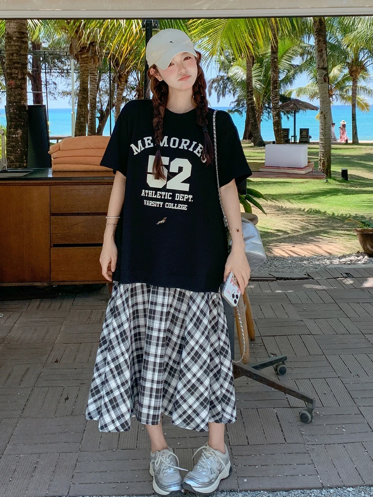 faionable-imprime-t-shirt-dr-femmes-ete-coreen-sle-age-defng-design-sens-faux-deux-pieces-jupe-longue-decontracte-sle