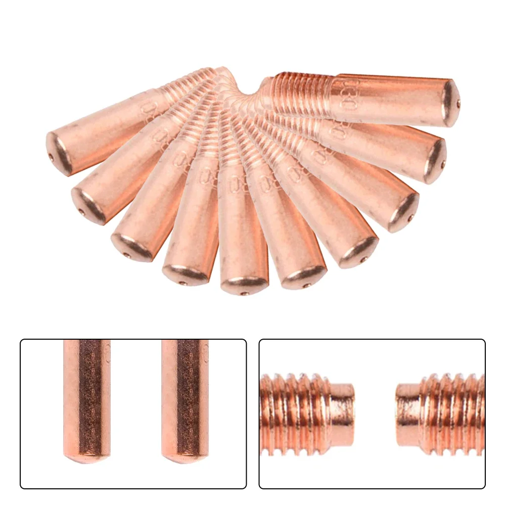 10pcs Mig Welding Contact Tips For Miller M-15/25/40 Welding Machine 28.5*6.3mm Copper Conductive Nozzle Welding Tool Parts