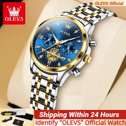 OLEVS 2897 Quartz Watch for Women Flywheel Design Diamonds Elegant Stainless steel Waterproof Chronograph Women's Watches NEW