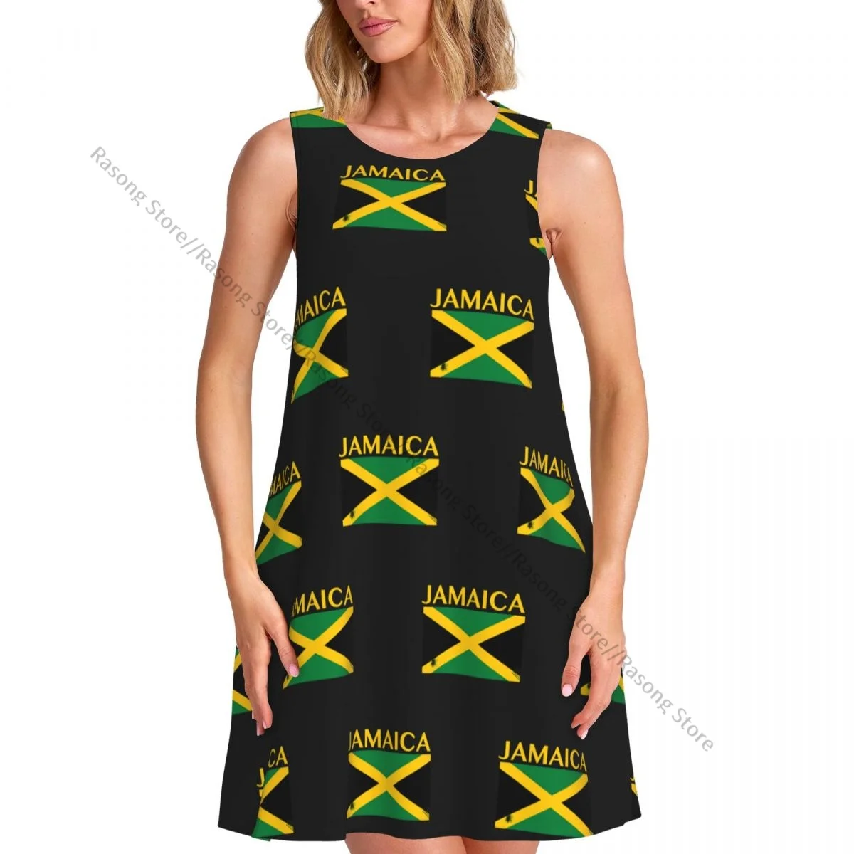 Zomervestjurk Dames Jamaica Vlag Mouwloze vrouwelijke jurken