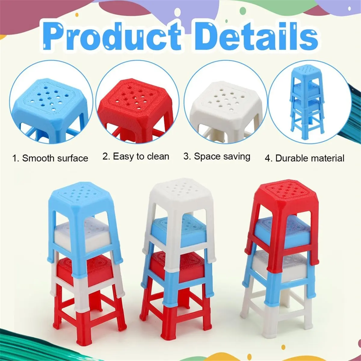 T32C New 9pcs Canvas Stand, 3 Colors Paint Stands Canvas Feet Risers for Painting Canvas Holder Easel Anti-Slip Fluid Painting