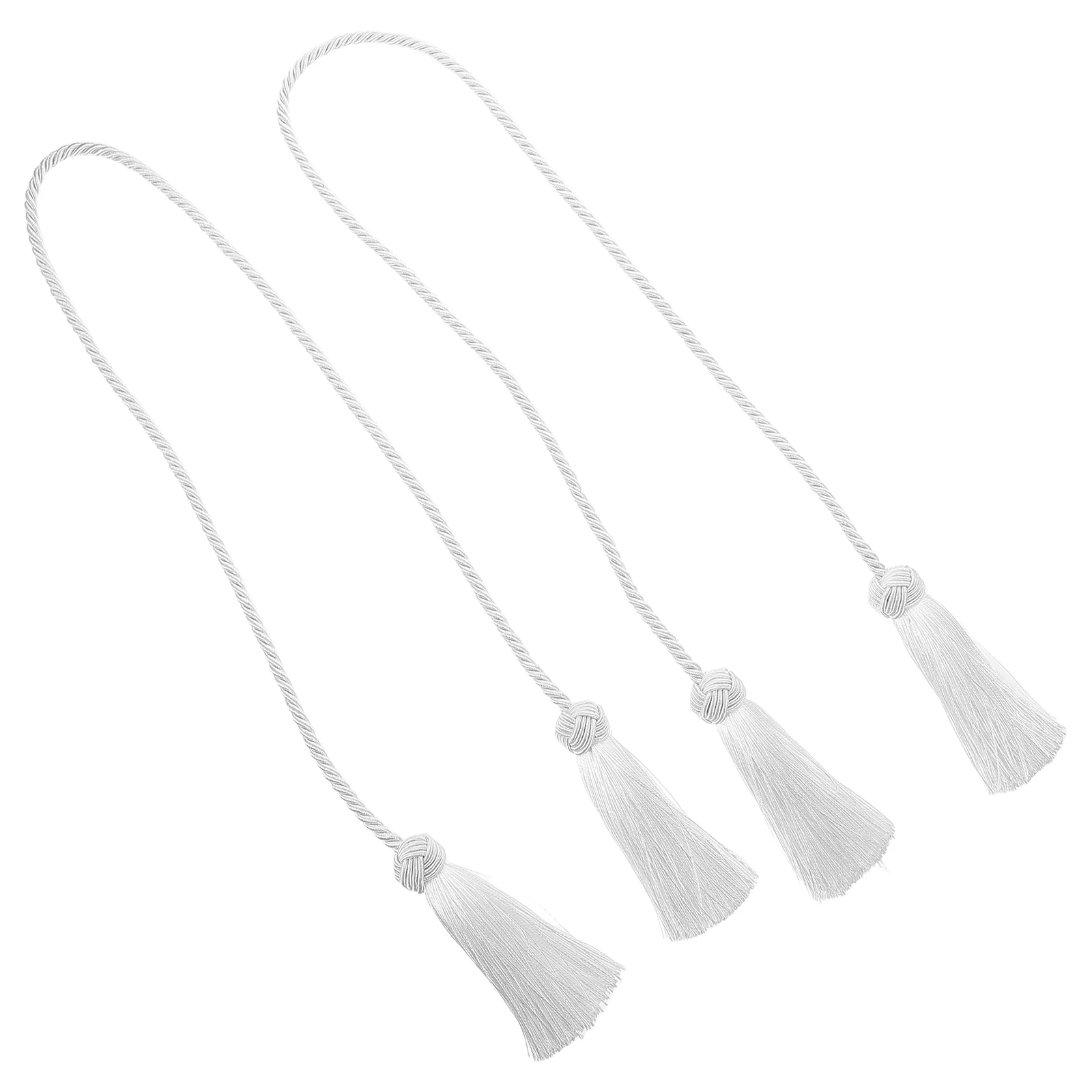 

2pcs Curtain Tiebacks White Tassel Holdbacks No Drill Decorative Accessories for Curtains Drapes Bedroom Office Window Hardware