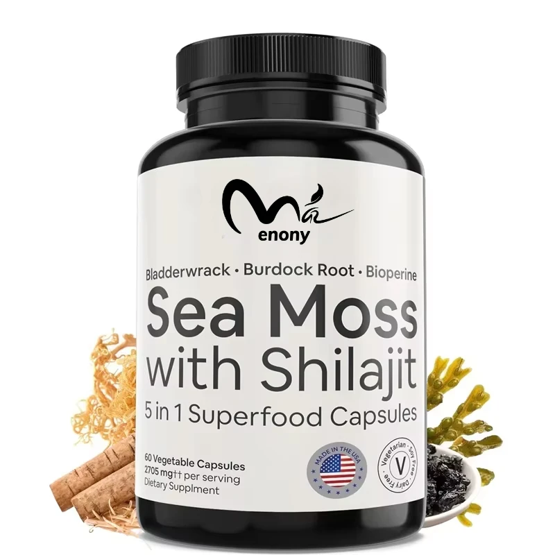 Meeresmoos mit Shilajit 5-in-1-Superfood-Mineralsupplement mit Blasenfolge, Klettenwurzel und schwarzem Pfeffer |   Verbesserte Absorption