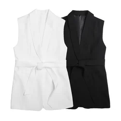 Taop&Za 2024 Summer New Product Women's Fashion and Elegance Commuting 100 Pairs Belt Dress Sleeveless Vest Vest