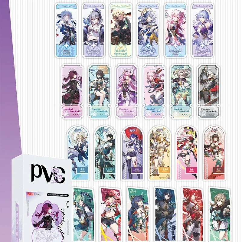 24Pcs/Lot Game  Bookmarks Photo Props Diy Cartoon PVC Transparent Card Argenti Raiden Bosenmori Mei Acheron Gift