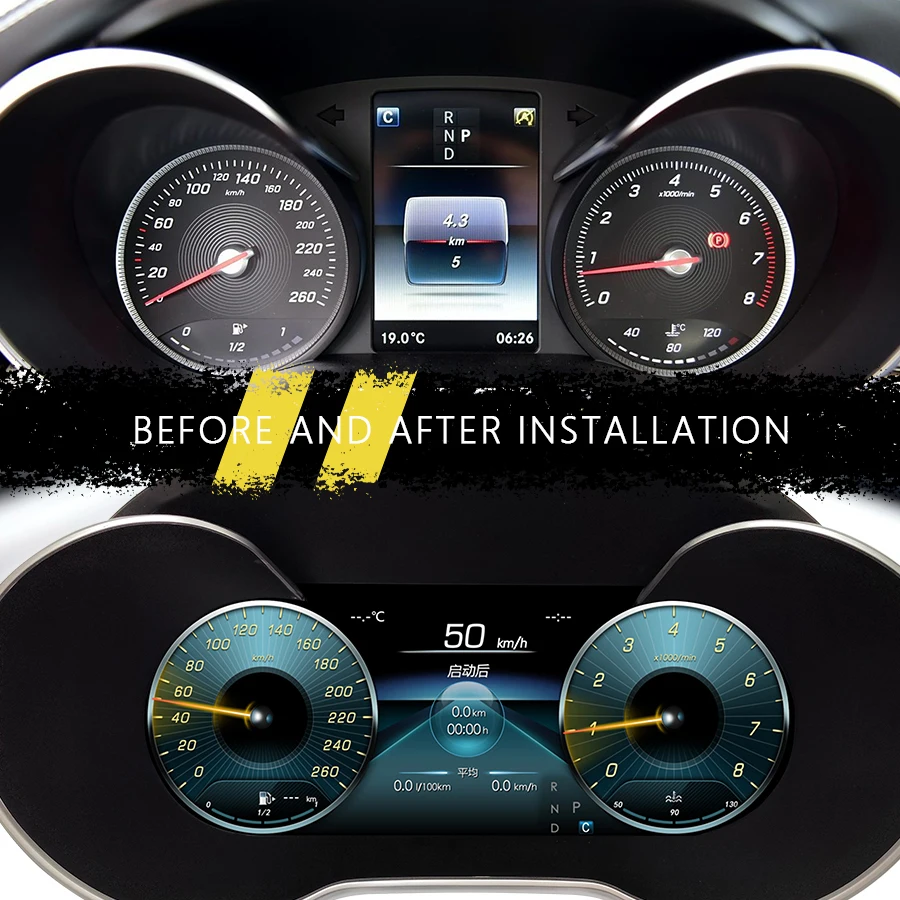 12.3inch For Mercedes Benz GLC C-Class C Class NGT 5.0  LCD Dashboard Screen Speedometer Instrument Upgrade Smart Cluster