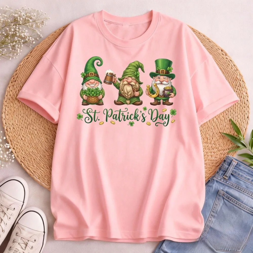 St Patricks Day Shirt Women Cute Irish Gnomes Graphic Tee Funny Drinking Team Shamrock Casual Tops Irish Festival Gift for Her