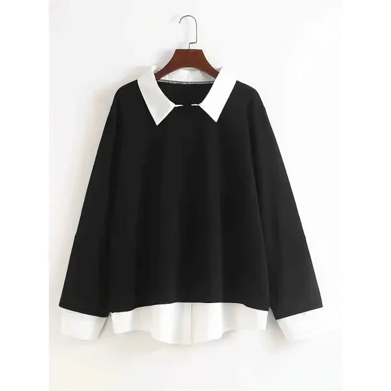 

Плюс размер 1XL-5XL, новая женская повседневная лоскутная рубашка с воротником, блузка, рубашка, женская удобная и универсальная рубашка