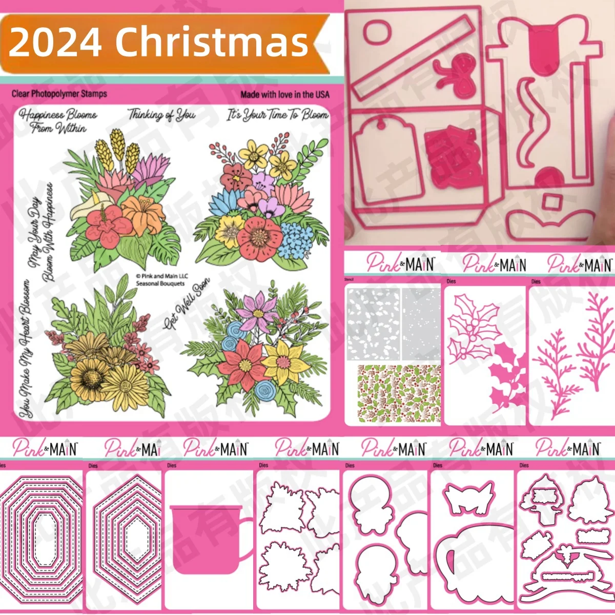 

2024 Christmas Oblong Stitched Hexagon Clear Stamps Metal Cutting Dies Stencil For DIY Decorating Scrapbook Paper Card Supplies