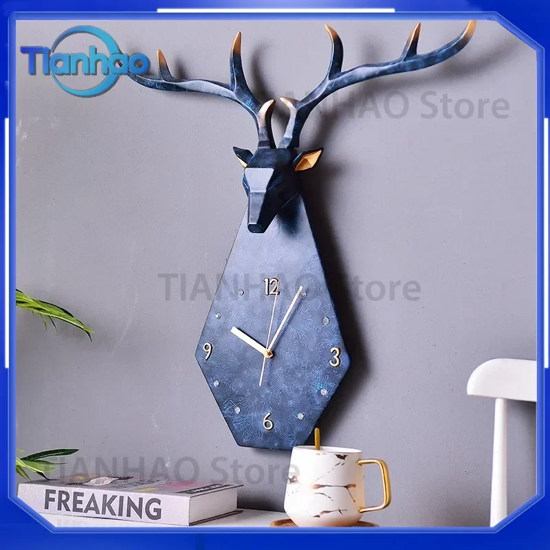 Nordic Deer Wall Clock for Living Room Home Decoration Creative Stylish Wall Hanging Ornament for Indoor Study Decor