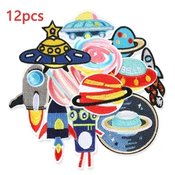 12pcs Lot Patches For Clothing Kids Boys Space Bulk Star UFO With Iron On Embroidered Diy Naszywka Thermal Parches Designer Sew