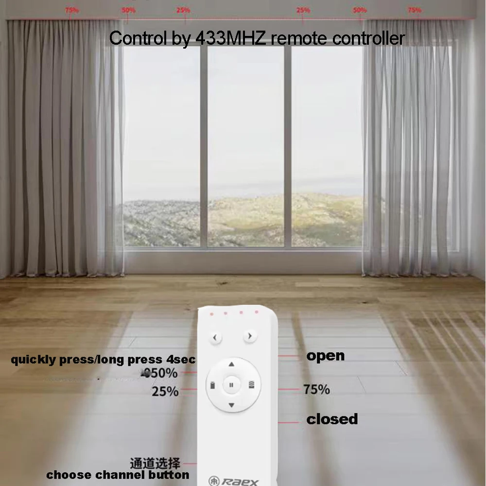 Raex Tuya zigbee Electric Smart Curtain Motor Intelligen engine RF433 control Support Voice Control Alexa Google Assistant
