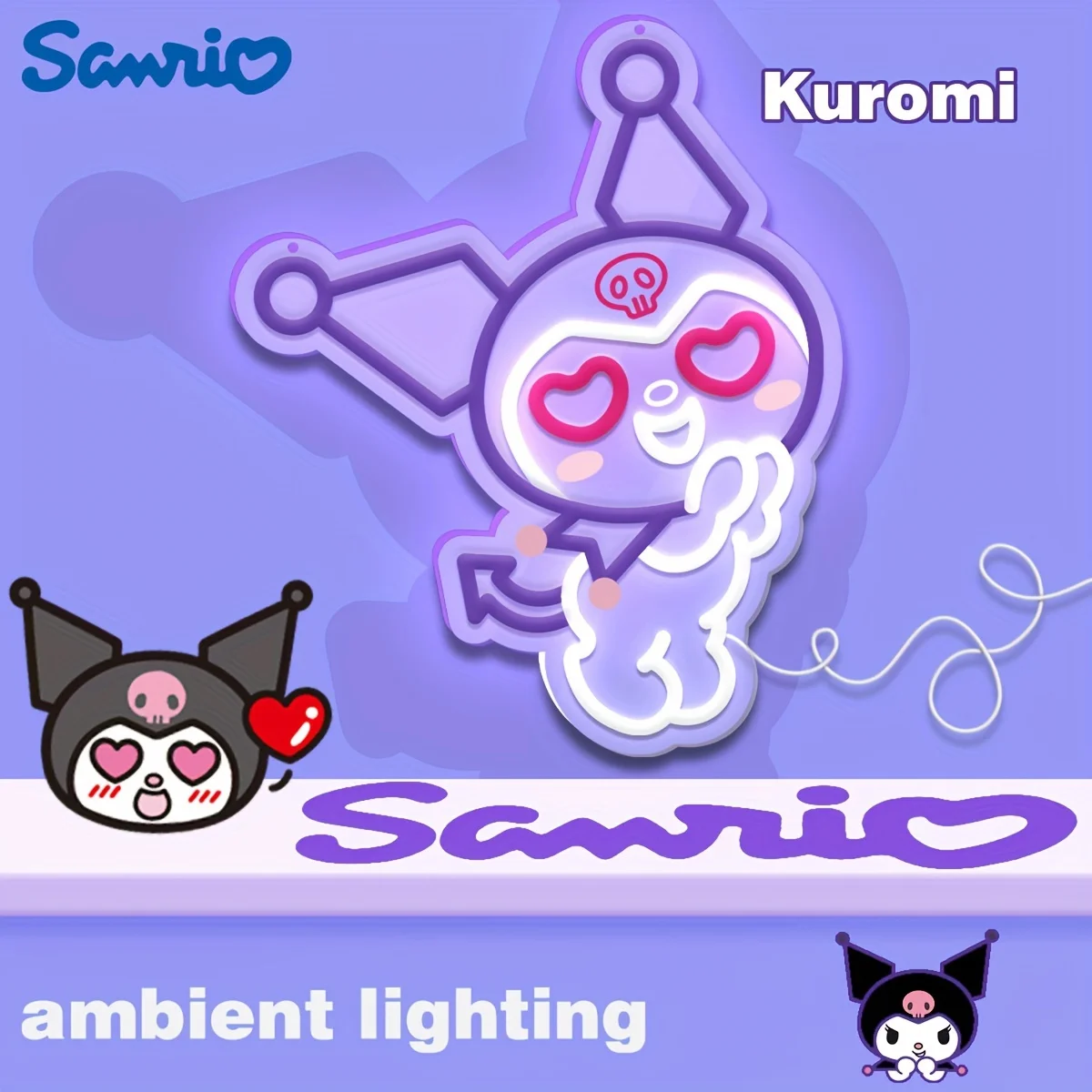 

Неоновая вывеска «Куроми» Sanrio, светильник для декора стен, питание от USB, с регулировкой яркости, для спальни, дома, вечеринок, KTV, подарки на день рождения