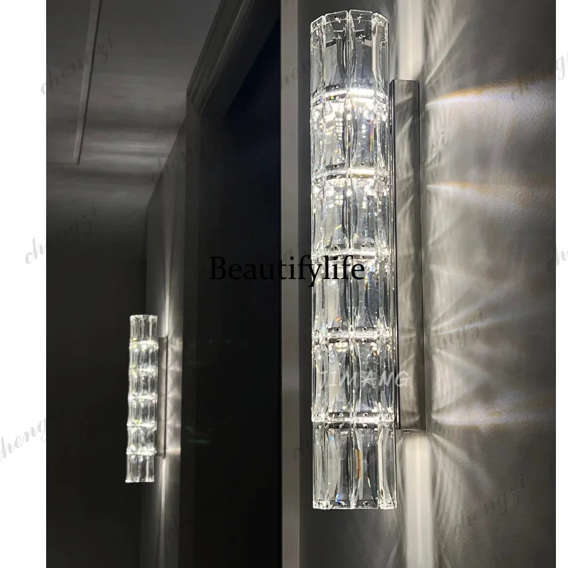 A73 modern light luxury crystal wall lamp Italian villa background wall crystal lamp study aisle staircase lamp