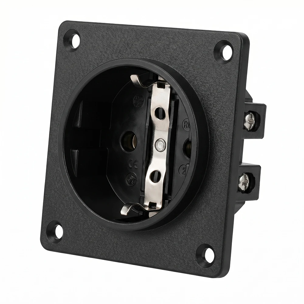 Aouyade AE03G European Standard Gold-Plated Rhodium Wall Socket Plug for Audio Power 86 Positive Panel Outlet 250V 16A