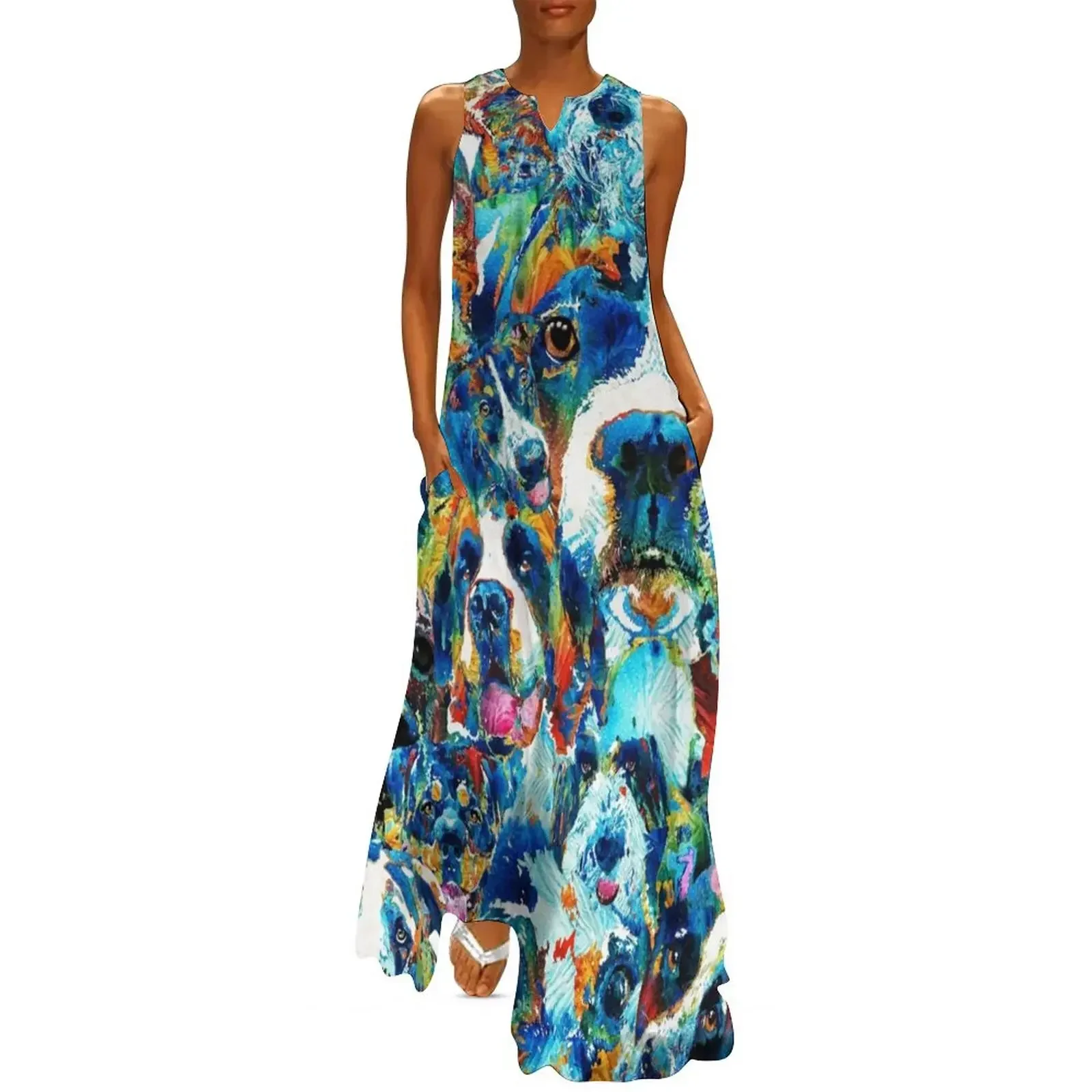 

Dog Lovers Delight - Sharon Cummings Long Dress elegant dresses plus sizes Dress