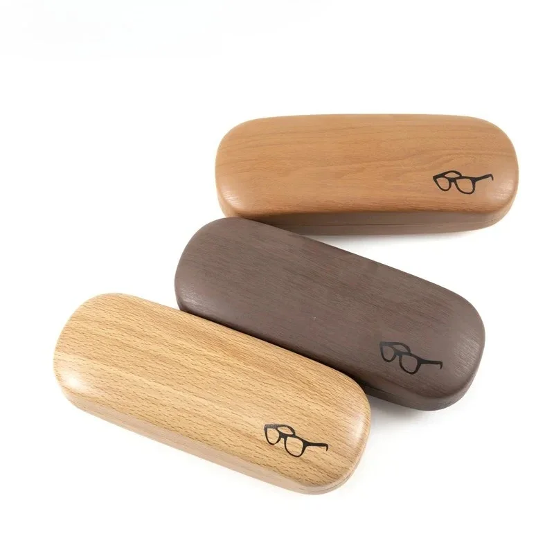 High quality PU leather glasses box for both men and women, wood grain hard reading glasses box