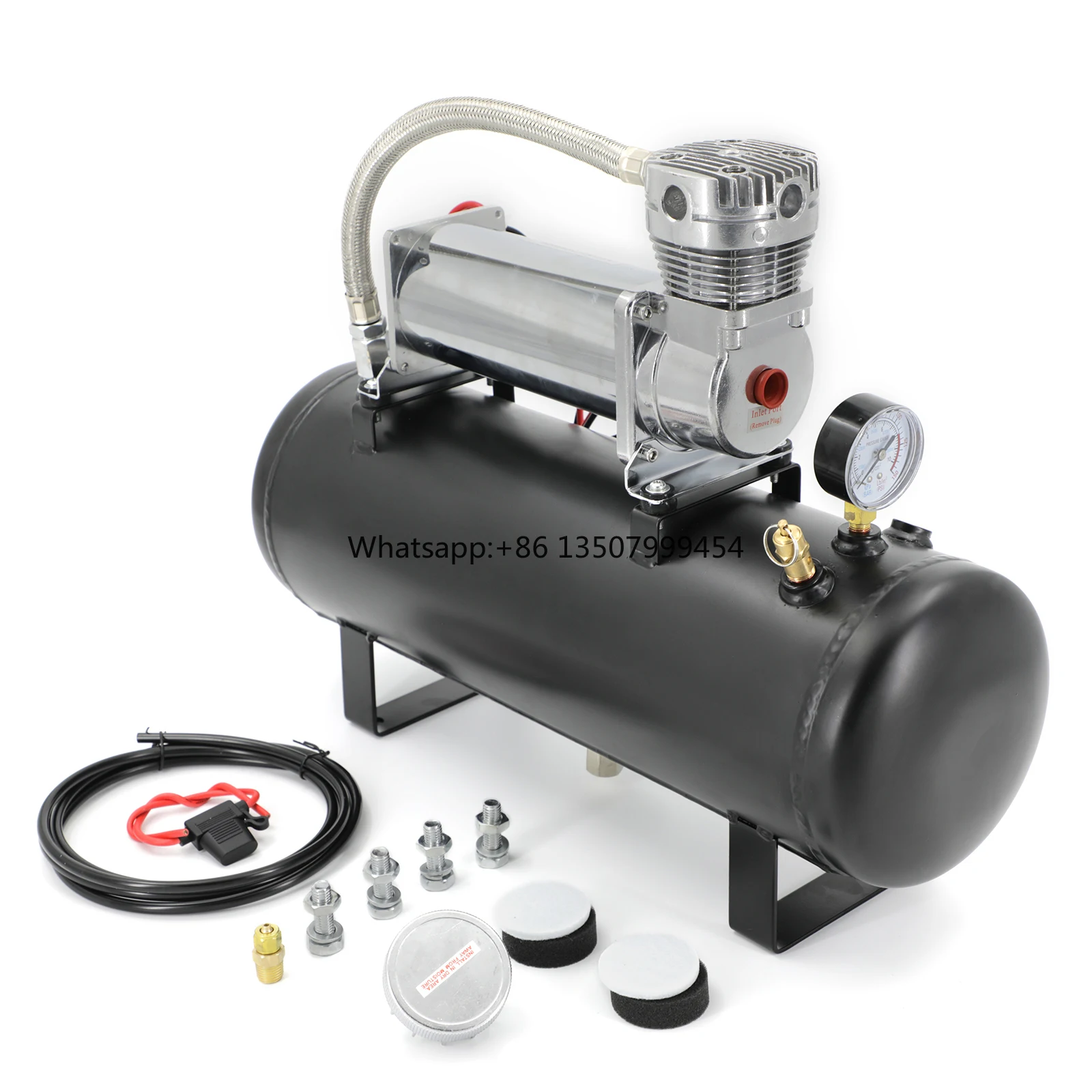 

Universal 12v Car Air Ride Suspension Kit Tire Inflation Tool with 1.5 Gallon Air Tank, Air Compressor ,pressure Gauge