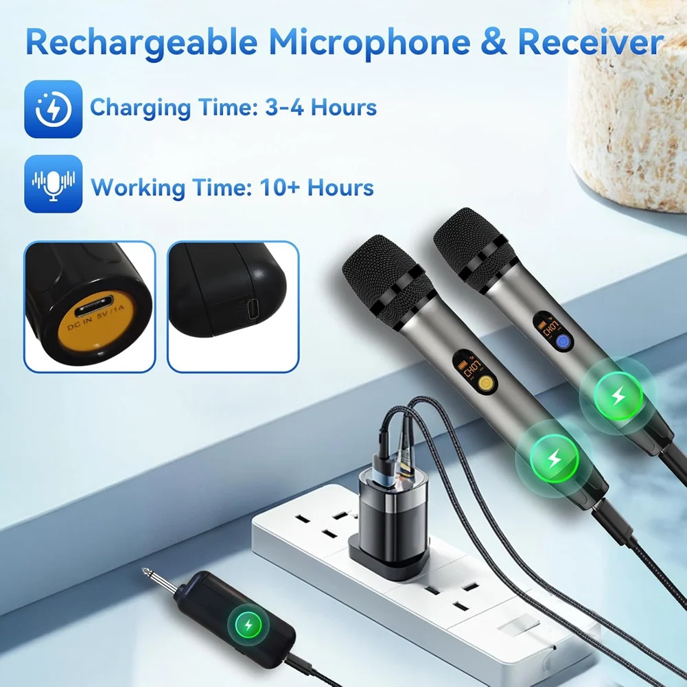 

A98Z UHF Cordless Wireless Microphone Handheld Dynamic Professional Microphone System For Karaoke Singing, Church, Speech