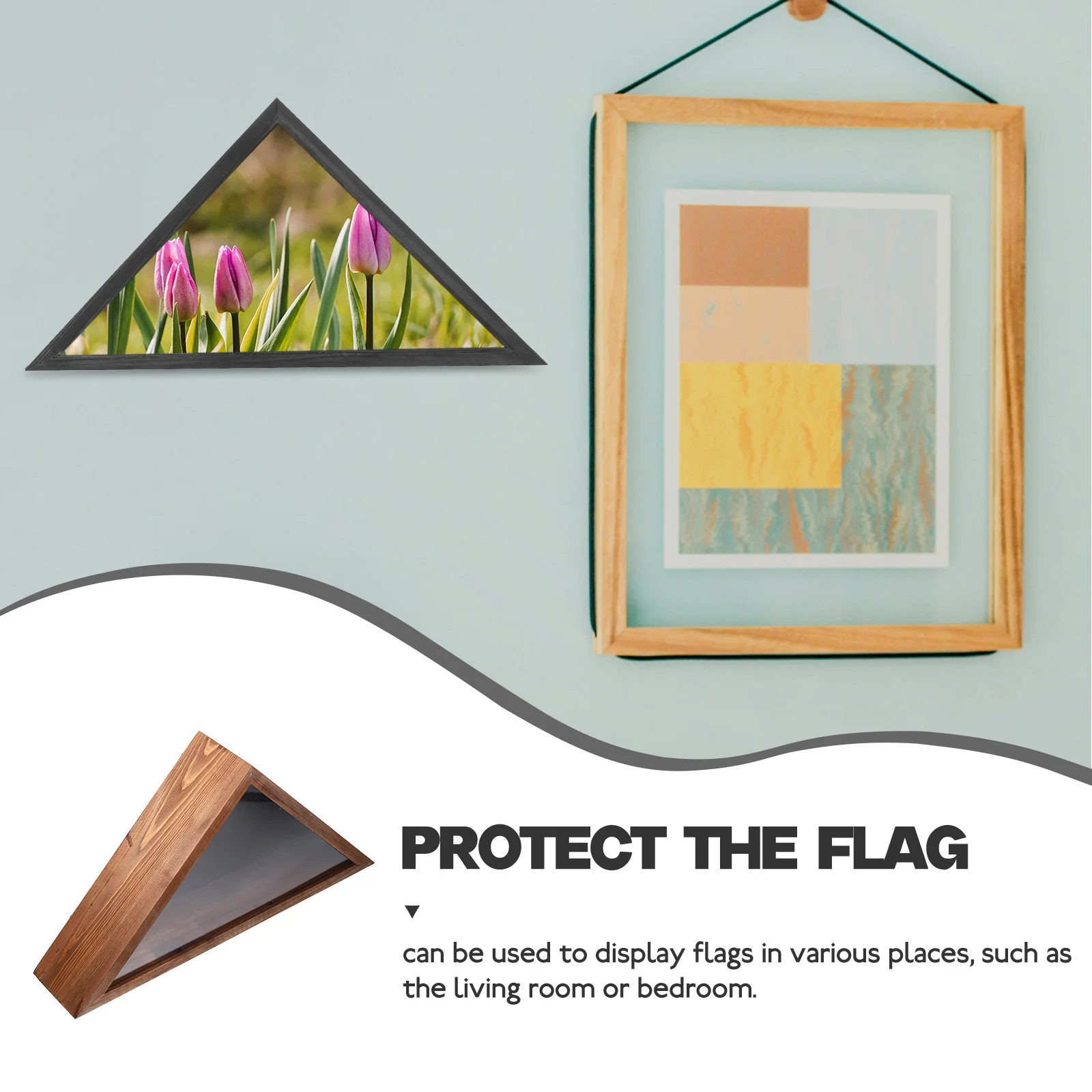 

Storage Box Wooden For Wall Display Case Holder Wooden Flag Container Triangle Flag Holder Display Case