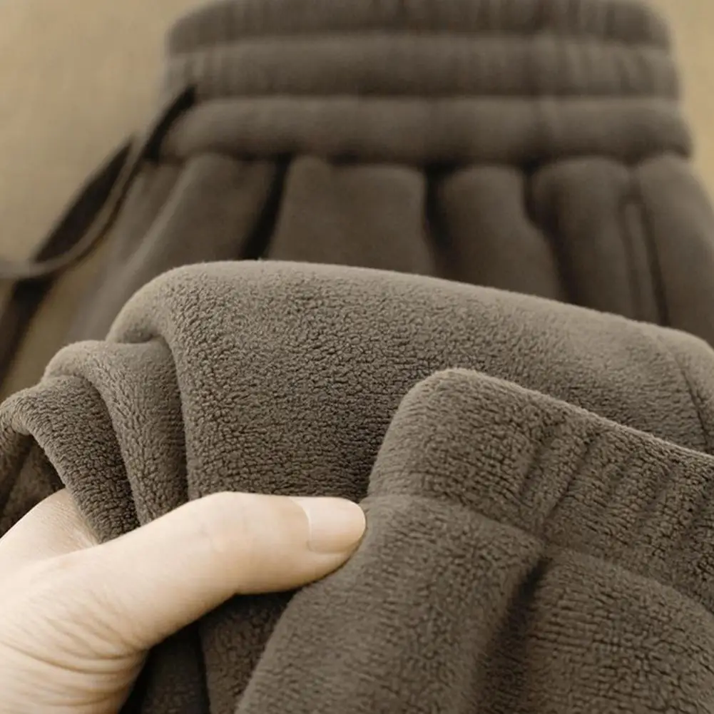 

Men Casual Pants Men Sports Thickened Sweatpants Drawstring Waist Warm Jogger Pants Gym Wear Loose Fit Tapered Athletic Pants