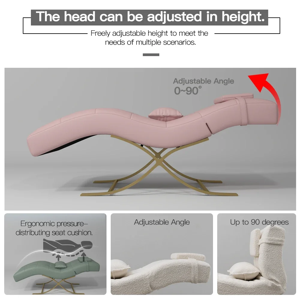 Madamcenter Unique Curved Lash Bed Modern Eyelash Beauty Lashista Stretcher Lash Extension Bed Wholesale With  Eyelash Lamp Set