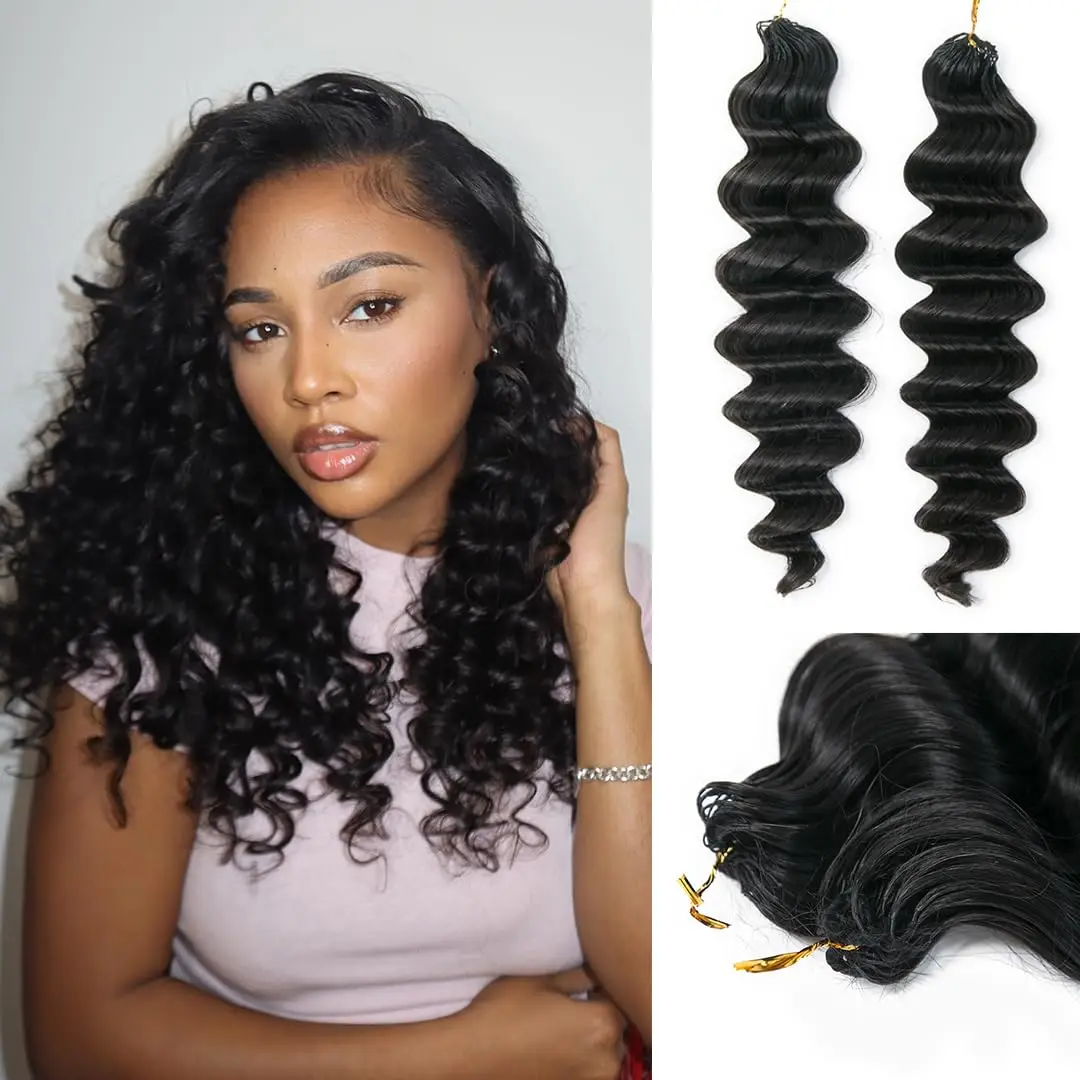 Loose Deep Wave Miracle Knots Crochet Human Hair for Black Women Pre-Separated Feather Crochet Invisible Crochet Hair Extensions