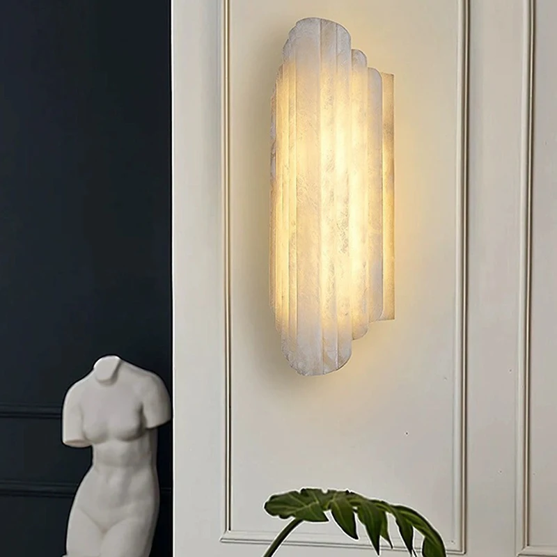 

Роскошный настенный светильник из мрамора для виллы, гостиной, коридора, лестницы, испанский алебастровый декор, французский постмодернистский дизайнерский светильник