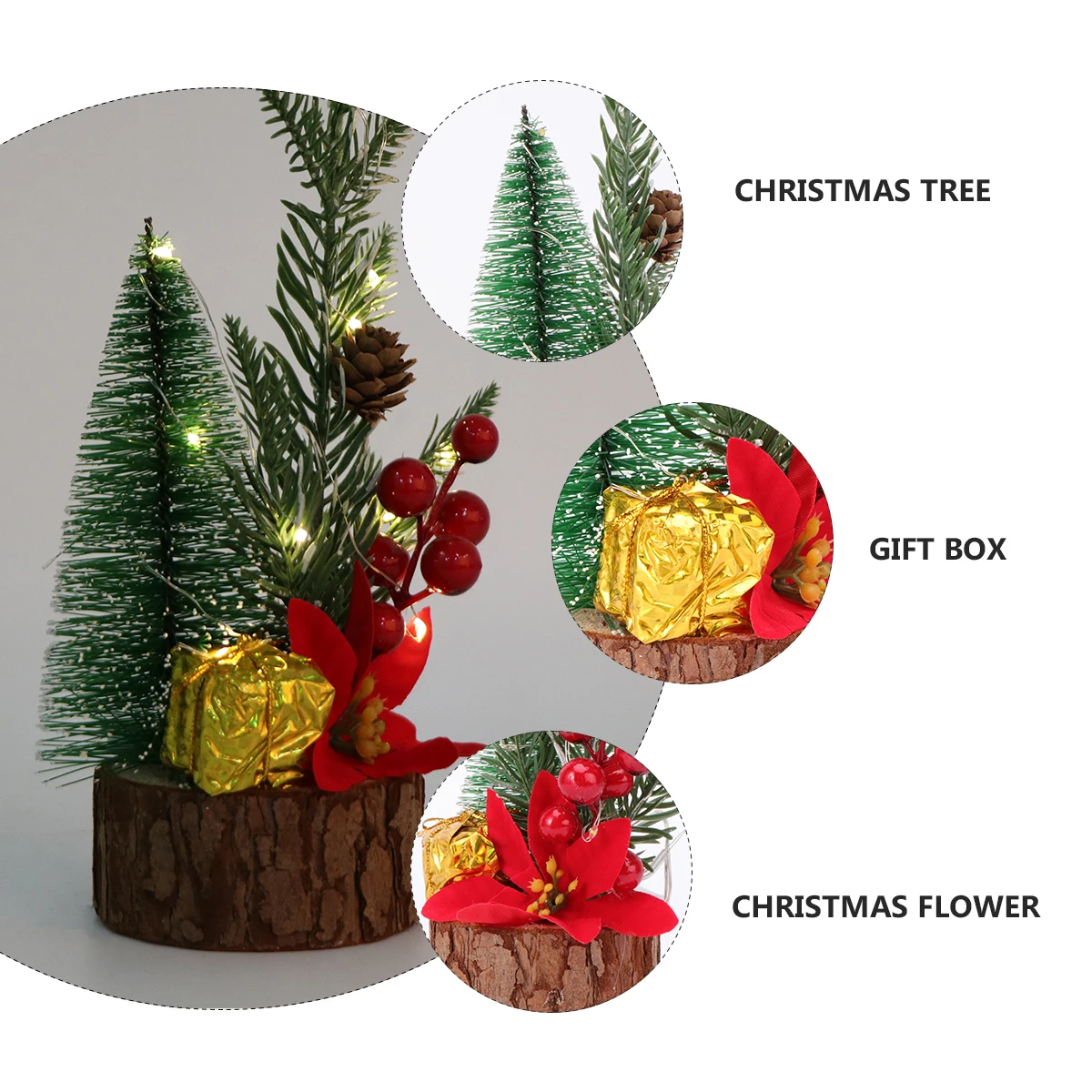 

1pc Mini Christmas Tree Nordic Style Wooden Light Decor Festival Party Decoration Living Room Bedroom Gift For Family Friends