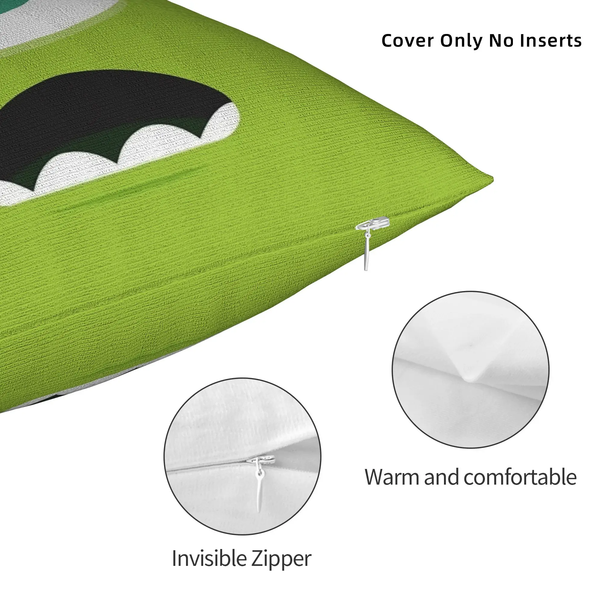 Mike Wazowski Monsters University Quadratischer Kissenbezug, Monsters Inc-Kissenbezüge, Reißverschluss, dekorativer Kissenbezug für Sofa, 40 x 40 cm – Detail 1
