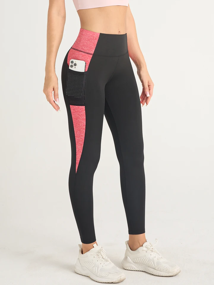 High Waist Contrast Patchwork Yoga Leggings for Women