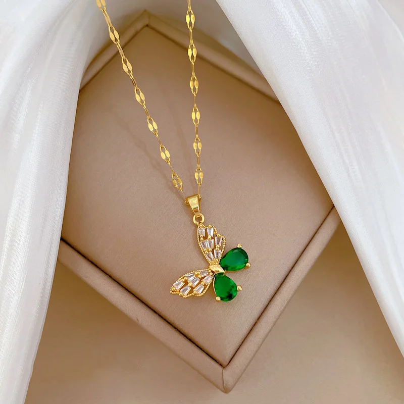 التيتانيوم الصلب فراشة الجوف خارج قلادة للنساء تنوعا المختنق سلسلة مجوهرات أنيقة الإكسسوار خفيفة الوزن الفاخرة #1