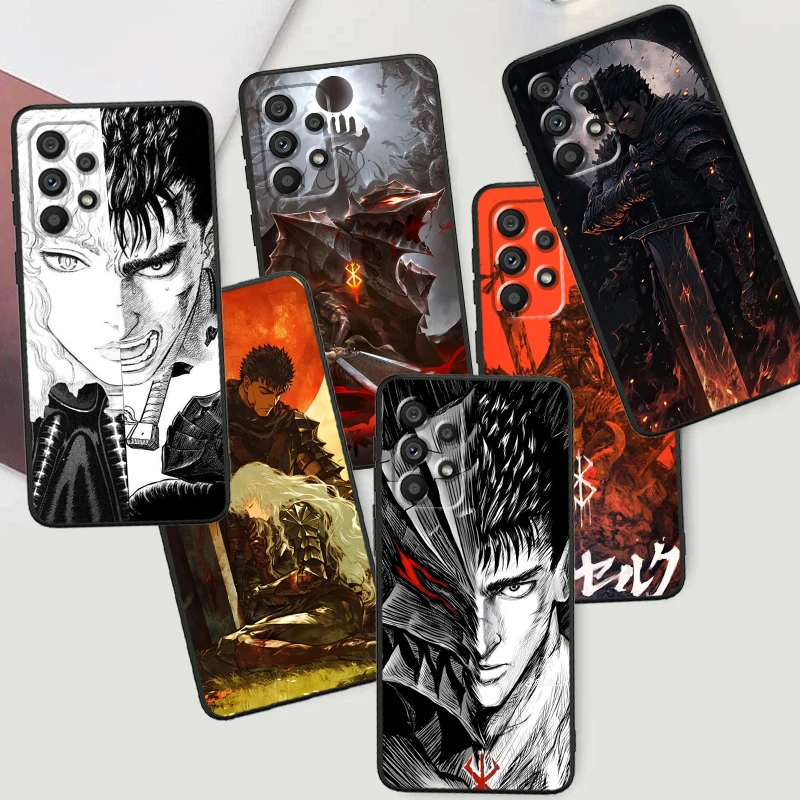 Berserk Anime Comics For Samsung Note 20 10 Ultra Plus A31 A14 A12 A70 A34 A25 A04 A05 A15 A24 5G Black TPU Phone Case