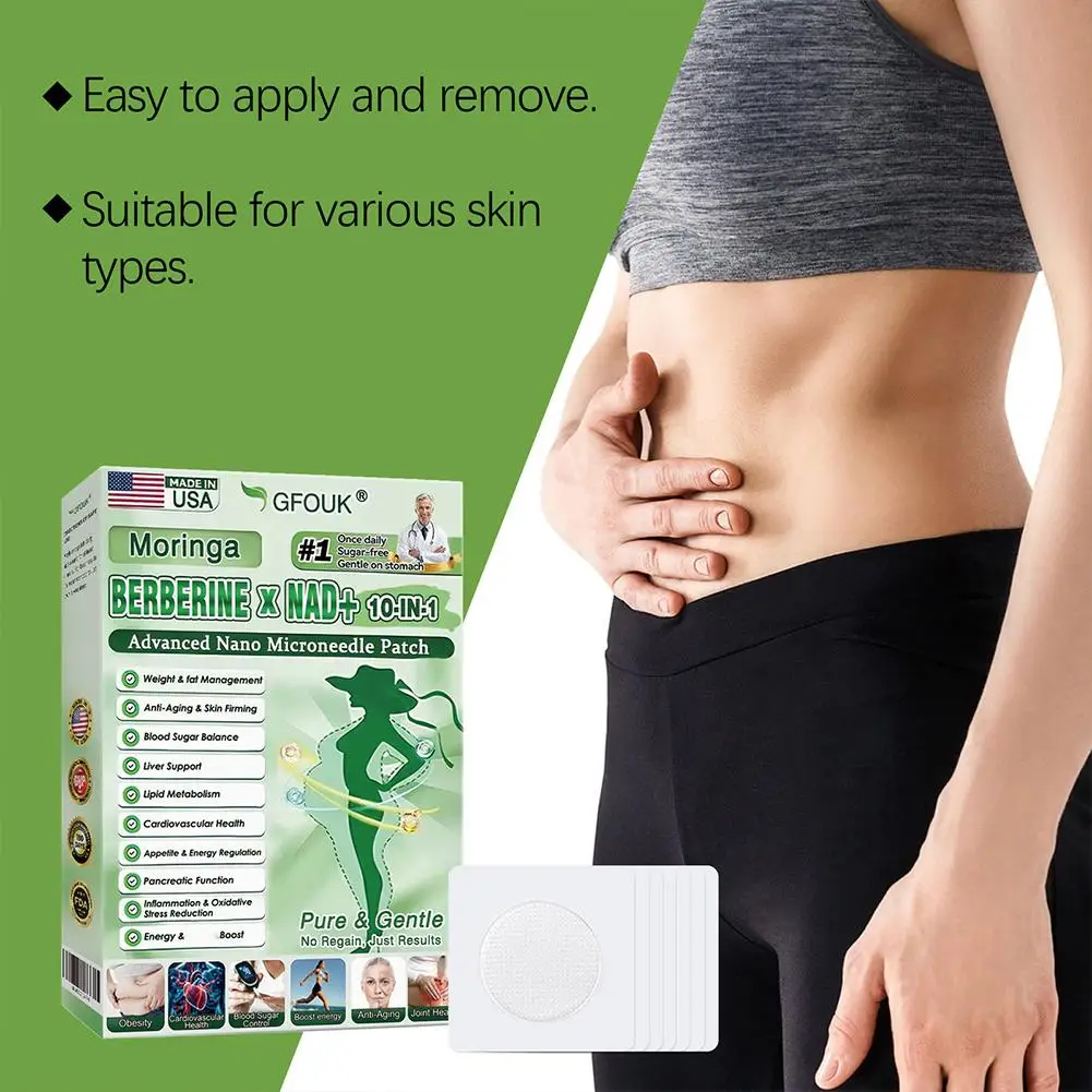 

Пластырь с наномикронидлами 10-в-1: Моринга, Берберин, NAD+ для контроля веса, сжигания жира, повышения энергии и улучшения здоровья тела