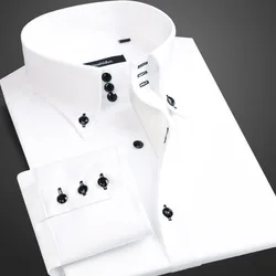 Men's Collared Shirt Long Sleeve Fashion Korean Button-down Casual Shirts Formal Business Dress Shirts Slim Fit Designer Shirts