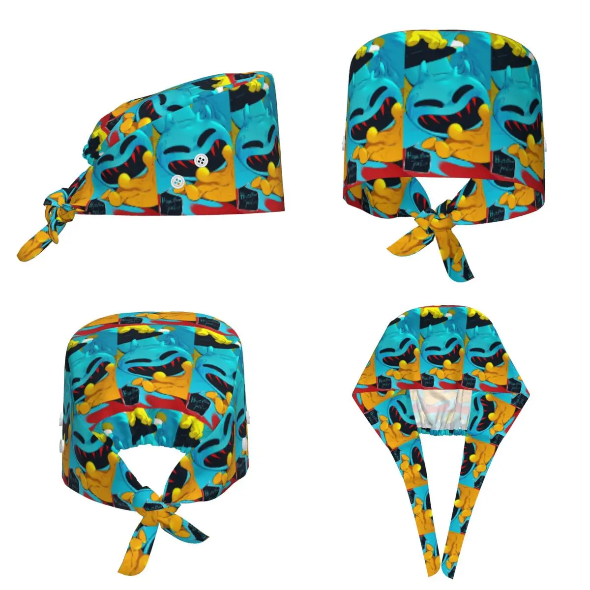 Doey Doughman Horror Pianosaurus Scrub Hat Doctor Working Surgical Cap Unisex Adjustable Nursing Caps for Dentist