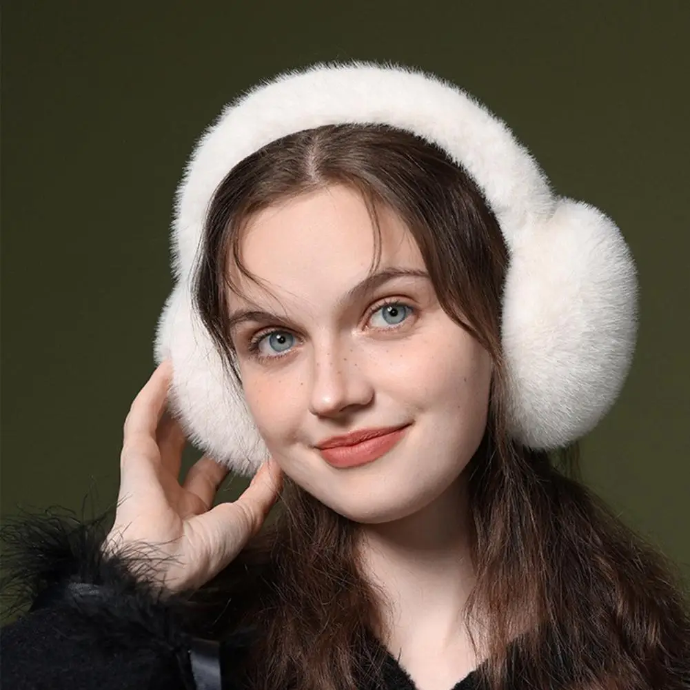 Foldable Earmuffs Cozy Faux Fur Winter Earmuffs for Women Thick Lightweight Ear Warmers with Anti-slip Design for Outdoor