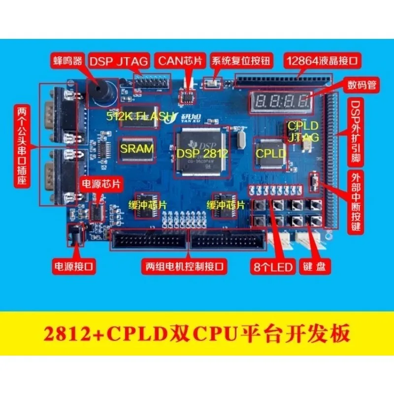 TMS320F2812 DSP + CPLD Dual-CPU Development Board Starter Learning Kit For Beginners