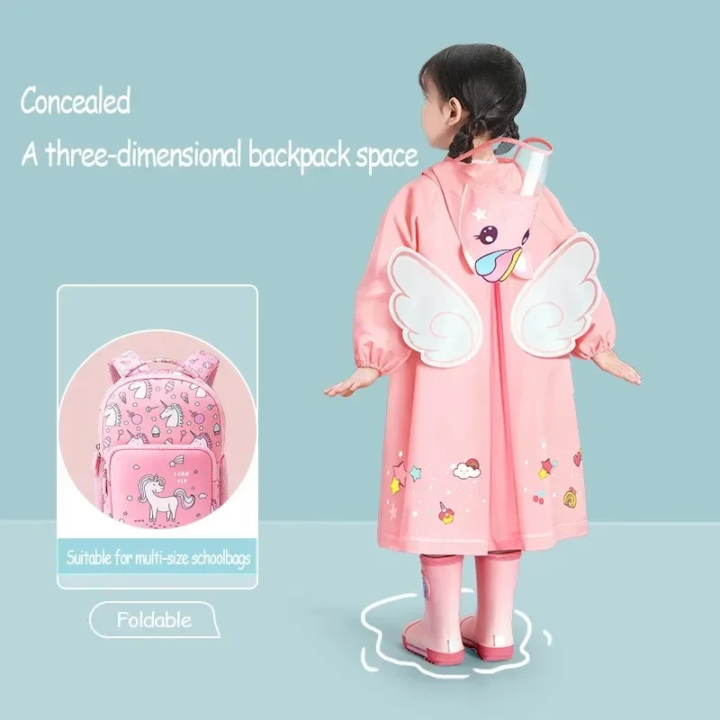 Children\'s raincoat Girls Boys Kindergarten Preschool Elementary School Preschool Backpack Location Waterproof raincoat for kids