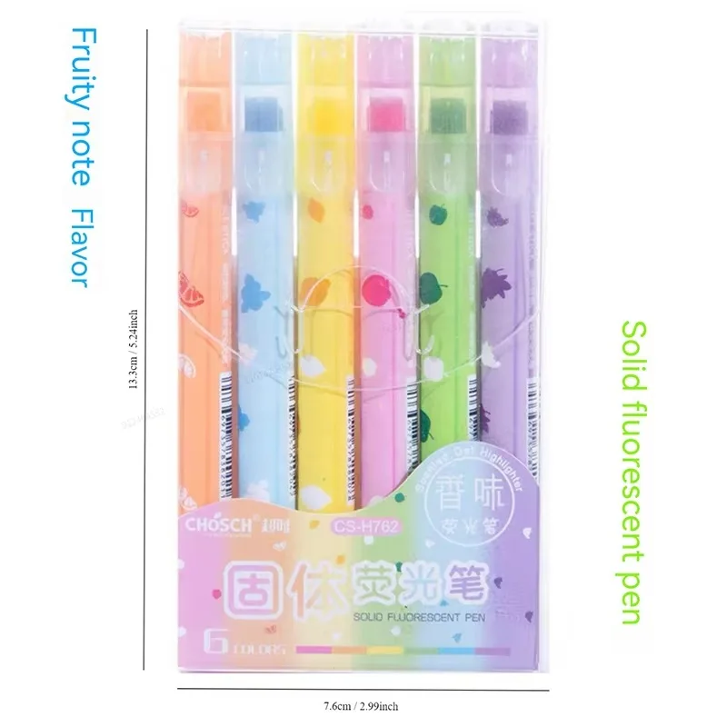

6 Colors/set Fragrance Pastel Gel Highlighters No Bleed Bible Highlighters for Journaling School