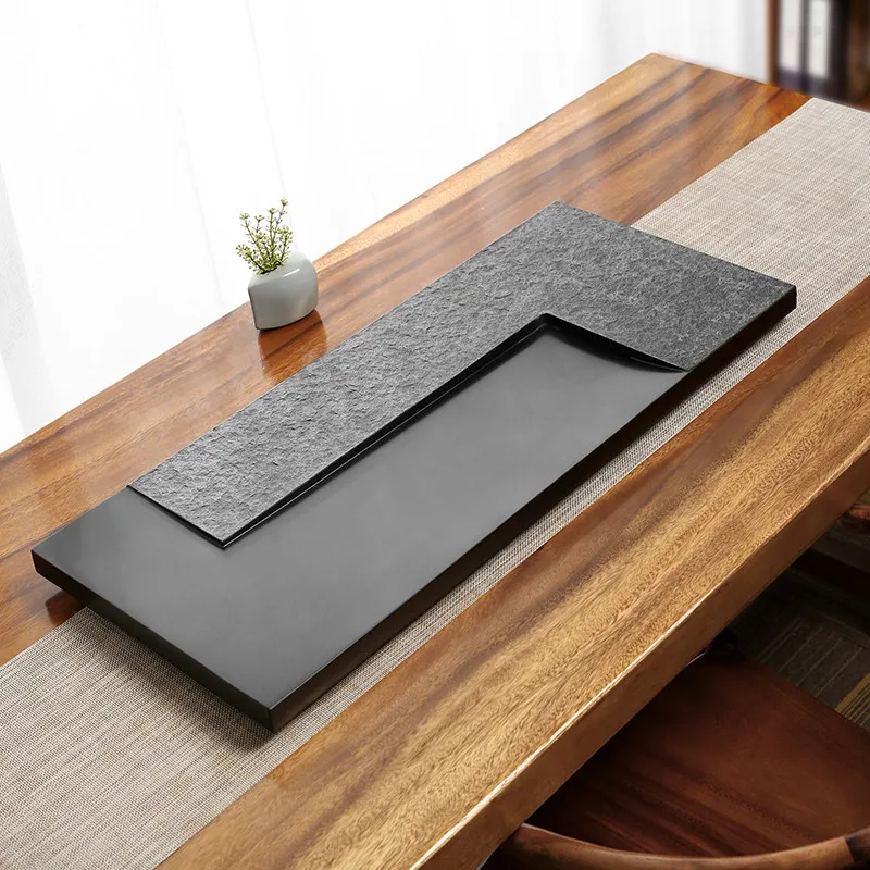 Kitchen Tea Tray Giant Nordic Designer Antique Indoor Marble Tea Tray Gongfu Rectangular Ceramic bandejas madera Tea Supplies