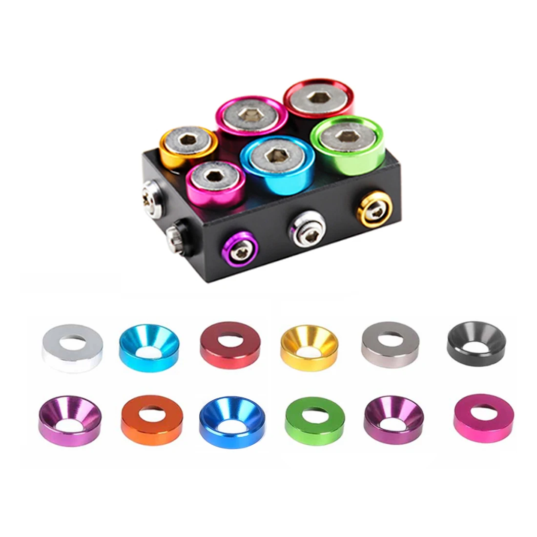 

M3~M5 Colored Aluminum Alloy Cap Washers, Anodized Countersunk Bolt Washers, Suitable For Remote Control Model Parts