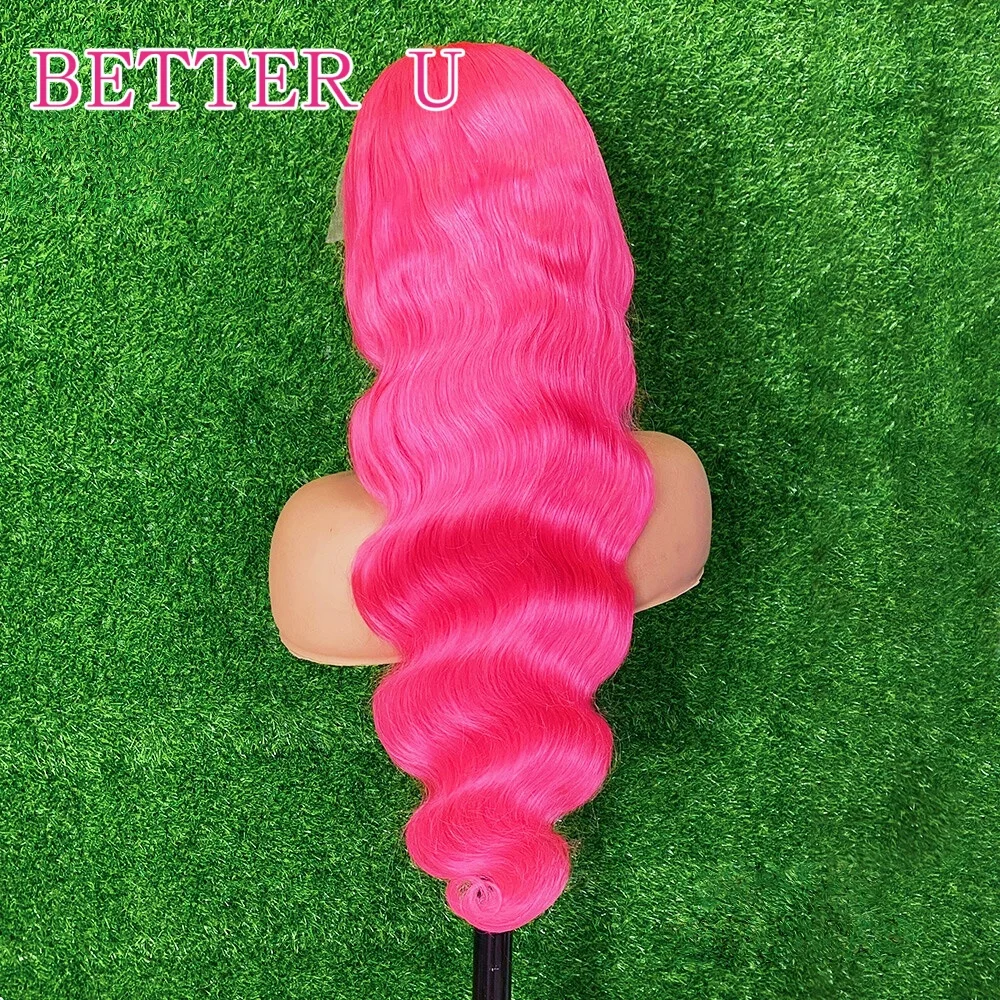 ارتفع الوردي 13x6 الدانتيل الجبهة خصلات الشعر المستعار الإنسان البرازيلي الجسم موجة 613 الملونة الوردي الداكن 13x4 الدانتيل الباروكة الأمامية للنساء قبل نتف #5